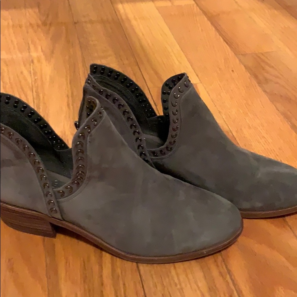 Grey suede booties